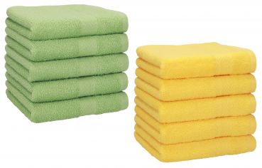 Betz 10 Piece Towel Set PREMIUM 100% Cotton 10 Face Cloths Colour: apple green & yellow