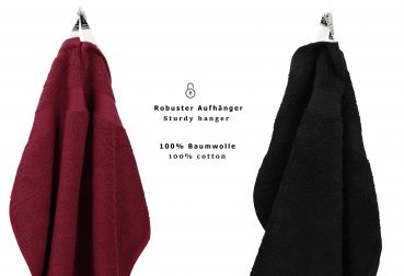 Betz 10 Piece Towel Set PREMIUM 100% Cotton 10 Face Cloths Colour: dark red & black