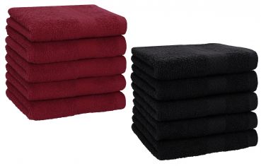 Betz 10 Piece Towel Set PREMIUM 100% Cotton 10 Face Cloths Colour: dark red & black