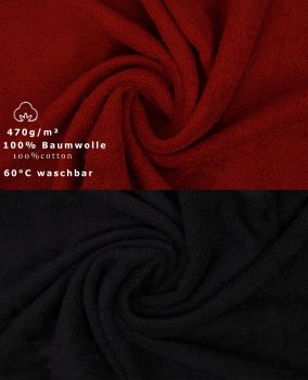 Betz 10 Piece Towel Set PREMIUM 100% Cotton 10 Face Cloths Colour: dark red & black