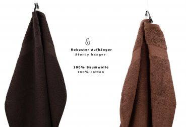 Betz 10 Piece Towel Set PREMIUM 100% Cotton 10 Face Cloths Colour: dark brown & hazel