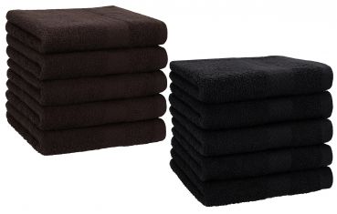 Betz 10 Piece Towel Set PREMIUM 100% Cotton 10 Face Cloths Colour: dark brown & black
