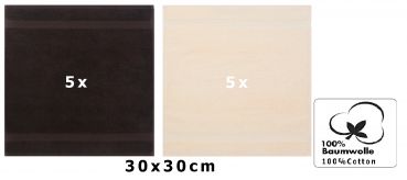Betz 10 Stück Seiftücher PREMIUM 100% Baumwolle Seiflappen Set 30x30 cm Farbe dunkelbraun und beige