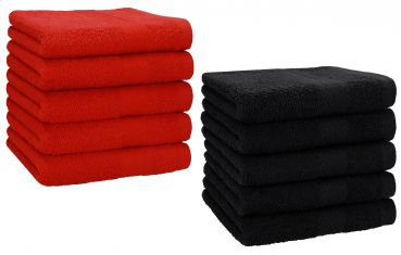 Betz 10 Piece Towel Set PREMIUM 100% Cotton 10 Face Cloths Colour: red & black