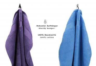 Betz 10 Piece Towel Set PREMIUM 100% Cotton 10 Face Cloths Colour: purple & light blue