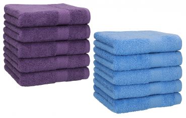 Betz 10 Piece Towel Set PREMIUM 100% Cotton 10 Face Cloths Colour: purple & light blue