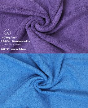 Betz 10 Piece Towel Set PREMIUM 100% Cotton 10 Face Cloths Colour: purple & light blue