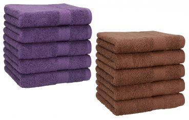 Betz 10 Piece Towel Set PREMIUM 100% Cotton 10 Face Cloths Colour: purple & hazel