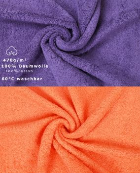 Betz 10 Piece Towel Set PREMIUM 100% Cotton 10 Face Cloths Colour: purple & orange