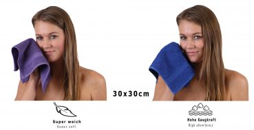 Betz 10 Piece Towel Set PREMIUM 100% Cotton 10 Face Cloths Colour: purple & royal blue