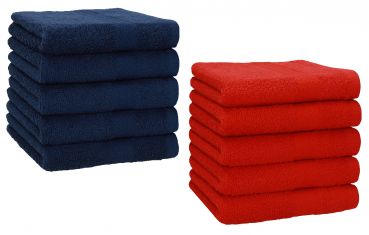 Betz Paquete de 10 piezas de toalla facial PREMIUM tamaño 30x30cm 100% algodón de colores azul marino y rojo