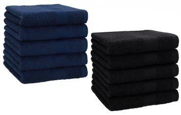 Lot de 10 serviettes débarbouillettes "Premium" couleur: bleu foncé & noir, taille: 30x30 cm de Betz