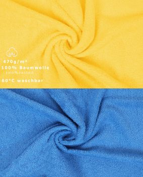 Betz 10 Stück Seiftücher PREMIUM 100% Baumwolle Seiflappen Set 30x30 cm Farbe gelb und hellblau