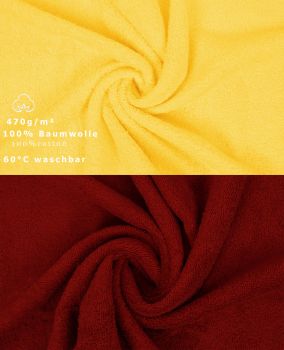 Betz 10 Piece Towel Set PREMIUM 100% Cotton 10 Face Cloths Colour: yellow & dark red