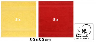 Betz Set di 10 lavette Premium misura 30 x 30 cm 100% cotone colore giallo e rosso