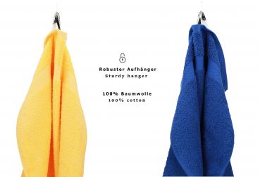 Betz 10 Piece Towel Set PREMIUM 100% Cotton 10 Face Cloths Colour: yellow & royal blue