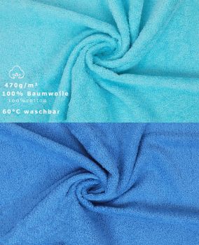 Pack of 10 Wash Cloths Flannel Towels PREMIUM 100% Cotton 30x30 cm (light blue & turquoise)