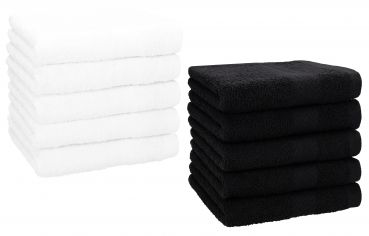 Pack of 10 Wash Cloths Flannel Towels PREMIUM 100% Cotton 30x30 cm (black & white)