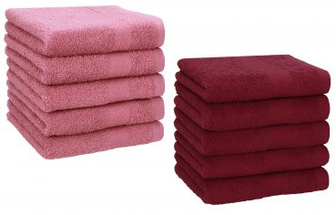 Betz 10 Piece Towel Set PREMIUM 100% Cotton 10 Face Cloths Colour: old rose & dark red