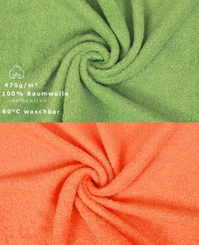 Betz 10 Piece Towel Set PREMIUM 100% Cotton 10 Face Cloths Colour: apple green & orange