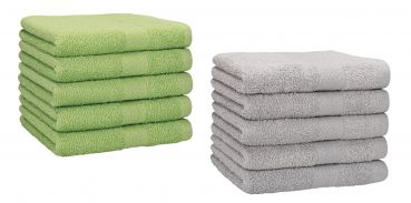 Lot de 10 serviettes d'invité "Premium" taille 30 x 50 cm couleur vert pomme/gris argenté qualité 470g/m², 10 serviettes d'invité 30x50 cm en coton de Betz