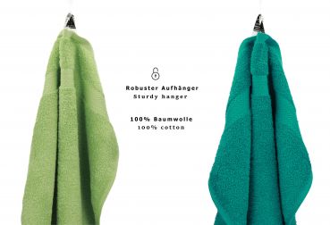 Betz 10 Piece Towel Set PREMIUM 100% Cotton 10 Guest Towels Colour: apple green & emerald green