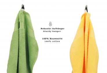 Betz 10 Piece Towel Set PREMIUM 100% Cotton 10 Guest Towels Colour: apple green & yellow