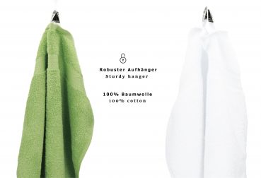 Betz 10 Piece Towel Set PREMIUM 100% Cotton 10 Guest Towels Colour: apple green & white