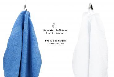Betz 10 Toallas para invitados PREMIUM 100% algodón 30x50cm en azul claro y blanco