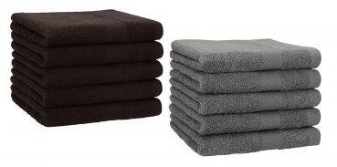 Betz 10 Piece Towel Set PREMIUM 100% Cotton 10 Guest Towels Colour: dark brown & anthracite
