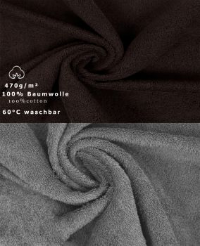 Set di 10 asciugamani per gli ospiti “Premium”, colore: rosso scuro e grigio antracite, misura:  30 x 50 cm