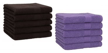 Betz 10 Piece Towel Set PREMIUM 100% Cotton 10 Guest Towels Colour: dark brown & purple