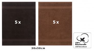 Betz 10 Piece Towel Set PREMIUM 100% Cotton 10 Guest Towels Colour: dark brown & hazel