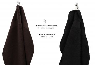 Betz 10 Piece Towel Set PREMIUM 100% Cotton 10 Guest Towels Colour: dark brown & black