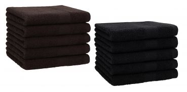 Betz 10 Stück Gästehandtücher PREMIUM 100%Baumwolle Gästetuch-Set 30x50 cm Farbe dunkelbraun und schwarz