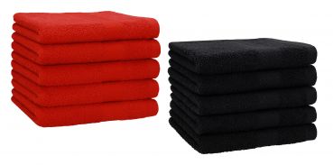 Betz 10 Stück Gästehandtücher PREMIUM 100%Baumwolle Gästetuch-Set 30x50 cm Farbe rot und schwarz