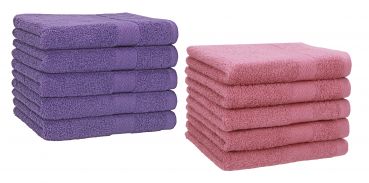 Set di 10 asciugamani per gli ospiti &#8220;Premium&#8221;, colore: lilla e rosa antico, misura:  30 x 50 cm