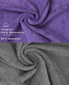 Betz 10 Piece Towel Set PREMIUM 100% Cotton 10 Guest Towels Colour: purple & anthracite