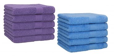 Betz 10 Piece Towel Set PREMIUM 100% Cotton 10 Guest Towels Colour: purple & light blue