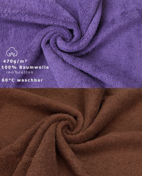 Lot de 10 serviettes d'invité "Premium" taille 30 x 50 cm couleur violet/noisette, qualité 470g/m², 10 serviettes d'invité 30x50 cm en coton de Betz