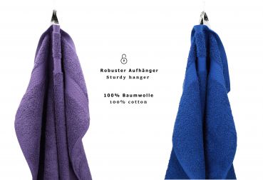 Betz 10 Piece Towel Set PREMIUM 100% Cotton 10 Guest Towels Colour: purple & royal blue