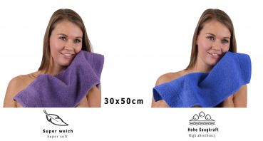 Betz 10 Piece Towel Set PREMIUM 100% Cotton 10 Guest Towels Colour: purple & royal blue