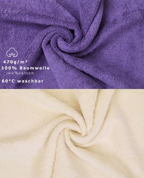 Lot de 10 serviettes d'invité "Premium" taille 30 x 50 cm couleur violet/beige, qualité 470g/m², 10 serviettes d'invité 30x50 cm en coton de Betz