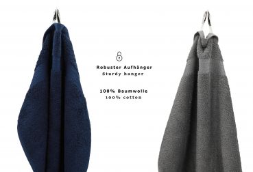 Betz 10 Piece Towel Set PREMIUM 100% Cotton 10 Guest Towels Colour: dark blue & anthracite