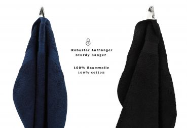 Betz 10 Piece Towel Set PREMIUM 100% Cotton 10 Guest Towels Colour: dark blue & black