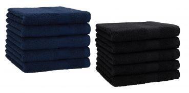 Set di 10 asciugamani per ospiti &#8220;Premium&#8221;, colore: blu scuro e nero, misura:  30 x 50 cm