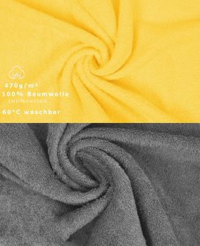 Betz 10 Stück Gästehandtücher PREMIUM 100%Baumwolle Gästetuch-Set 30x50 cm Farbe gelb und anthrazit