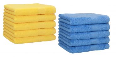 Lot de 10 serviettes d'invité "Premium" taille 30 x 50 cm couleur jaune/bleu clair, qualité 470g/m², 10 serviettes d'invité 30x50 cm en coton de Betz