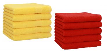 Lot de 10 serviettes d'invité "Premium" taille 30 x 50 cm couleur jaune/rouge, qualité 470g/m², 10 serviettes d'invité 30x50 cm en coton de Betz