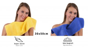 Betz 10 Piece Towel Set PREMIUM 100% Cotton 10 Guest Towels Colour: yellow & royal blue
